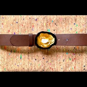 ANOTHER LINE Wide Belt Yellow Geode Buckle